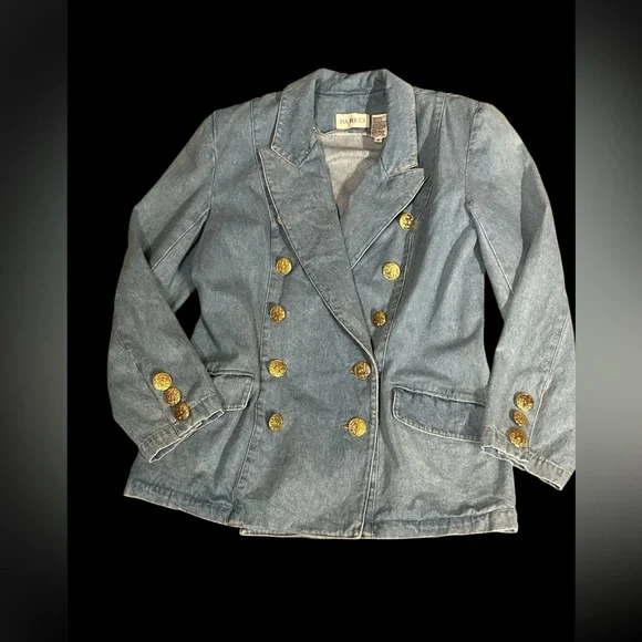Pia Rucci Vintage Double Breasted Jean Jacket with Gold Buttons. Medium 40” Bust - Picture 1 of 3